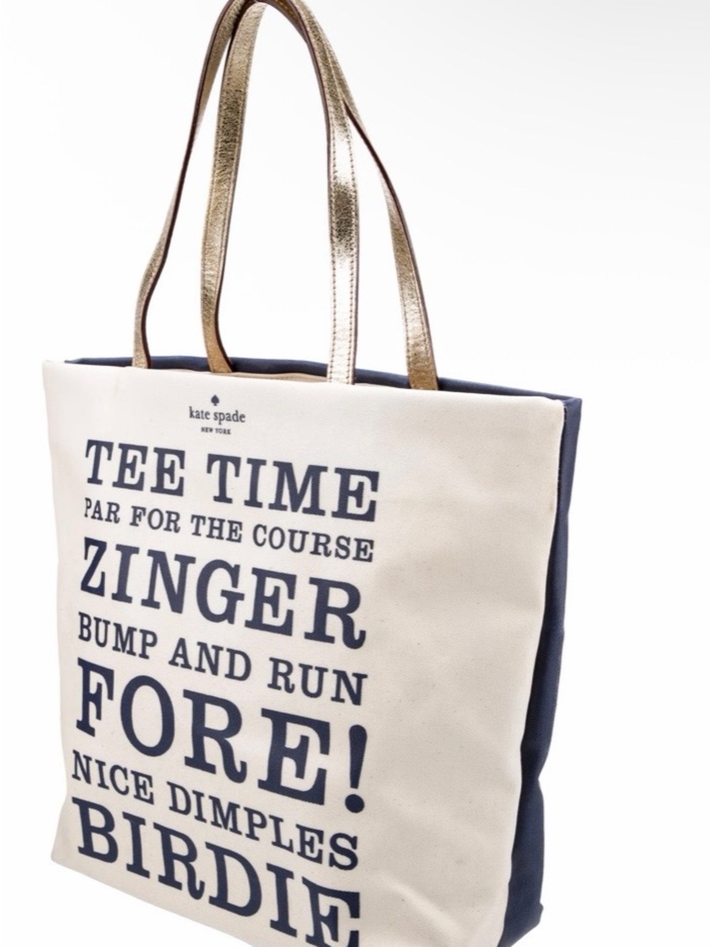 Kate Spade Storyline Cream/Navy Canvas 'Tee Time' Tote with KS Wallet - Picture 3 of 15